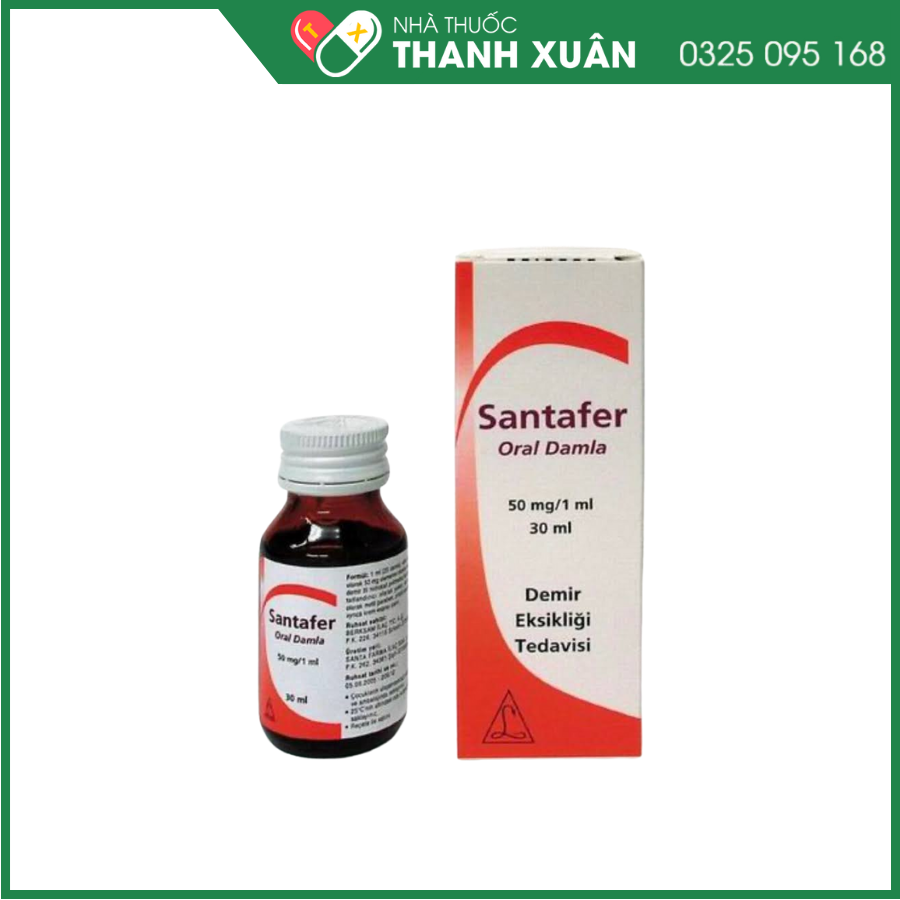 Santafer 50mg/5ml phòng và điều trị thiếu sắt, thiếu máu do thiếu sắt